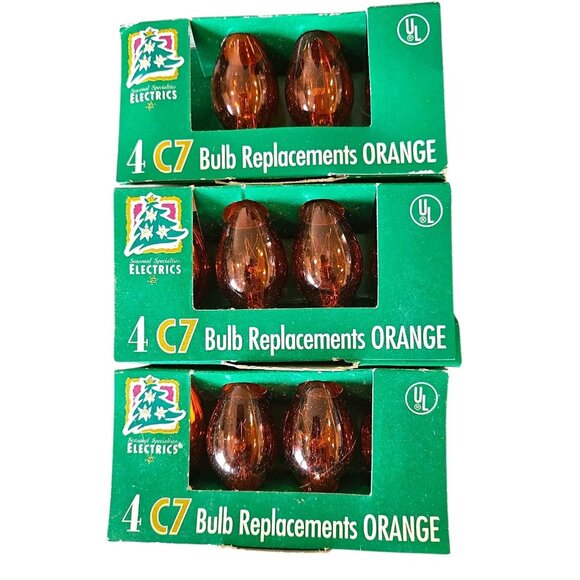 90s C7 Clear Orange Replacement Bulbs‎ Halloween Christmas 3 Pack Of 11 Bulbs - Picture 1 of 7